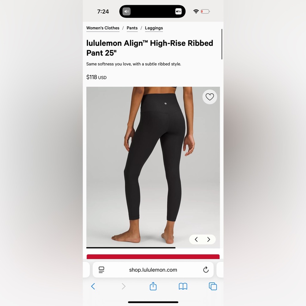 Lululemon Black High-Rise Ribbed Leggings. Size 12